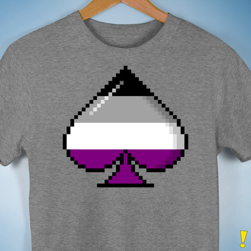 Asexual Pride 8-Bit Pixel Ace of Spades Premium Unisex T-Shirt - Grey Heather